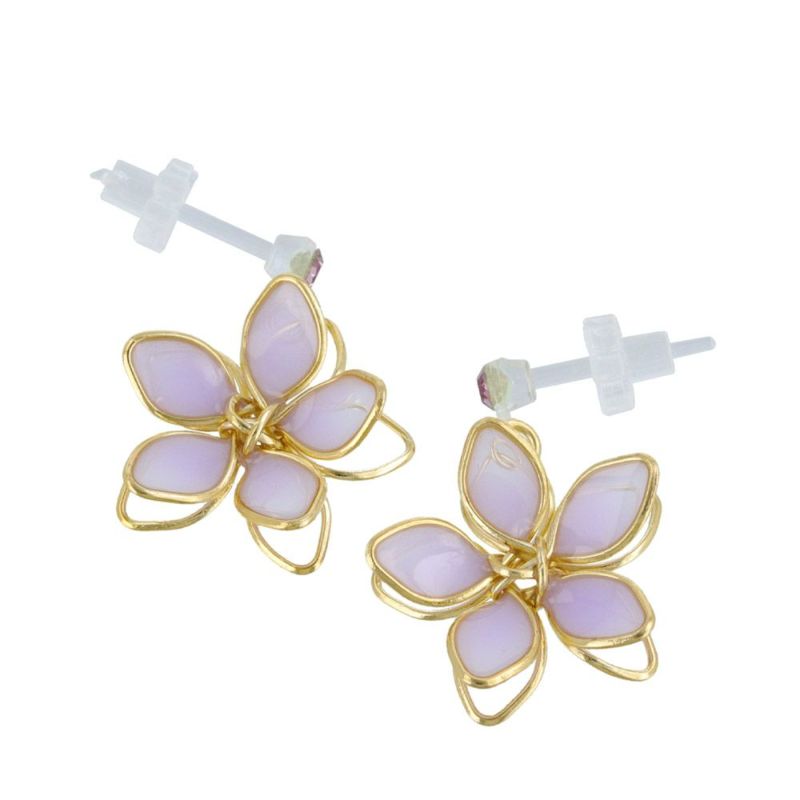 樹脂ピアス ニッケルフリー ワイヤーフラワー ニュアンスカラー スタッドピアス