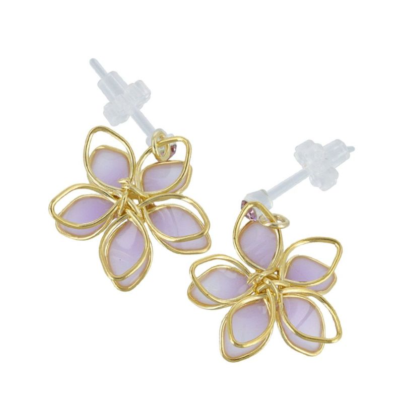 樹脂ピアス ニッケルフリー ワイヤーフラワー ニュアンスカラー スタッドピアス