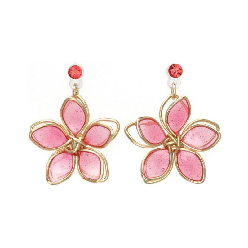 樹脂ピアス ニッケルフリー ワイヤーフラワー ニュアンスカラー スタッドピアス