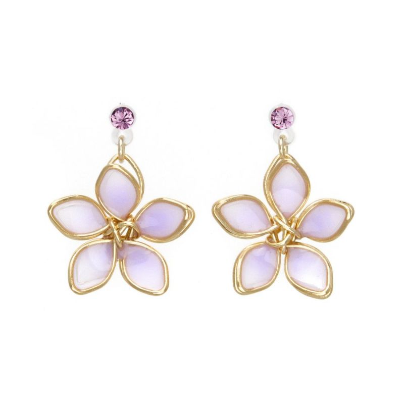 樹脂ピアス ニッケルフリー ワイヤーフラワー ニュアンスカラー スタッドピアス