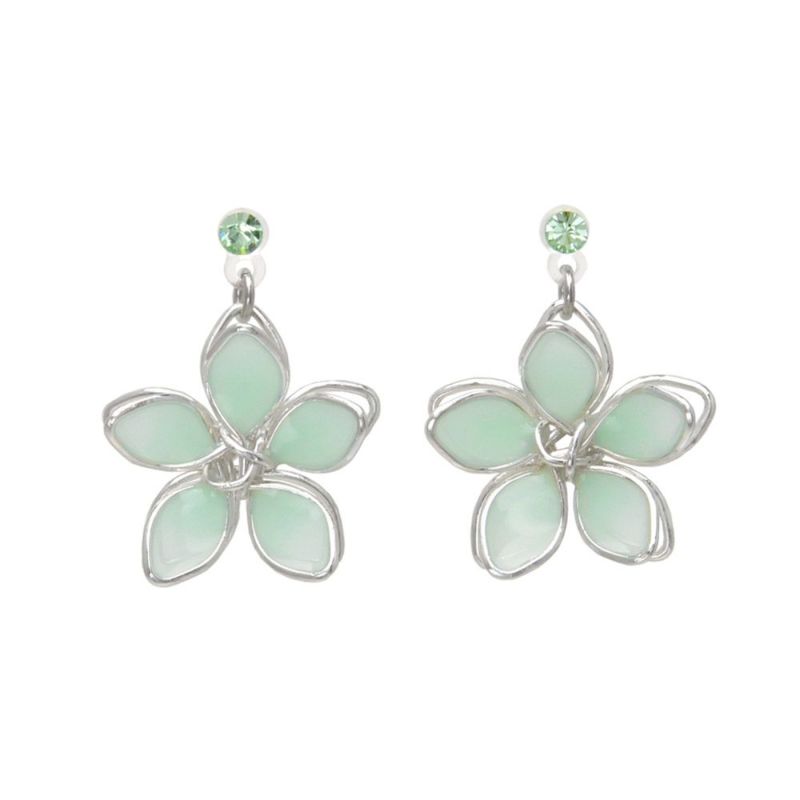 樹脂ピアス ニッケルフリー ワイヤーフラワー ニュアンスカラー スタッドピアス