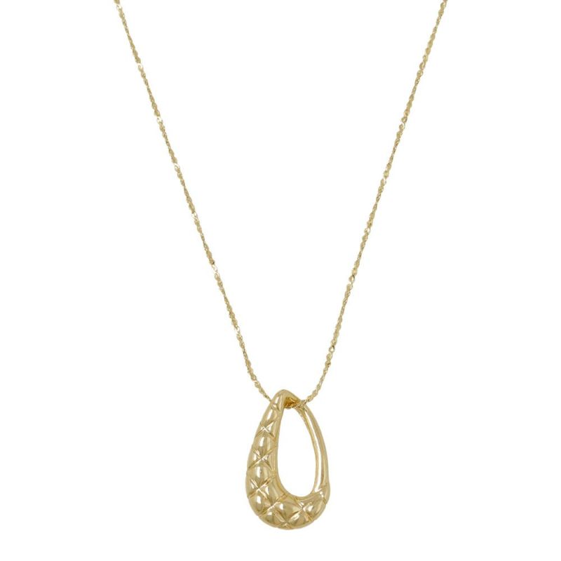 ネックレス ニッケルフリー キルティング ドロップ メタル ペンダントネックレス