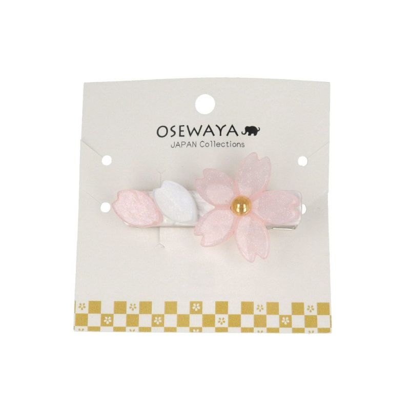 ヘアクリップ 桜 花びら ラメ メタル フォーククリップ