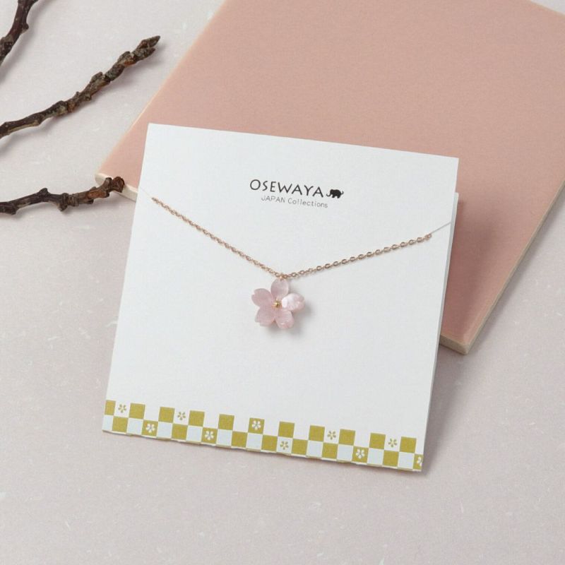 ネックレス ニッケルフリー 桜 マーブル 樹脂 ペンダントネックレス