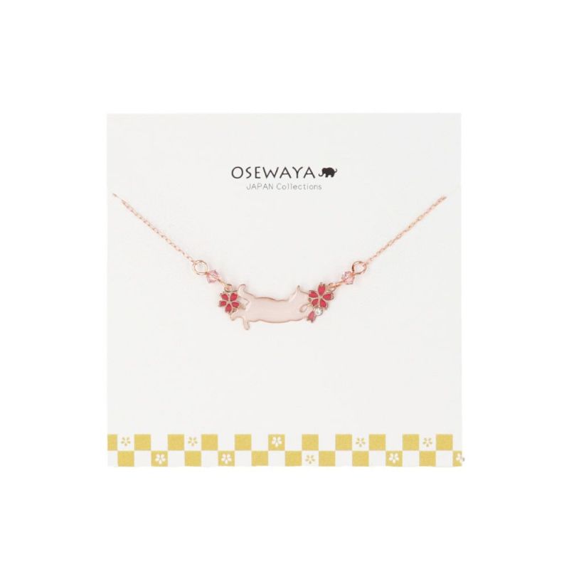ネックレス ニッケルフリー 桜 猫 ストーン ビーズ プチネックレス