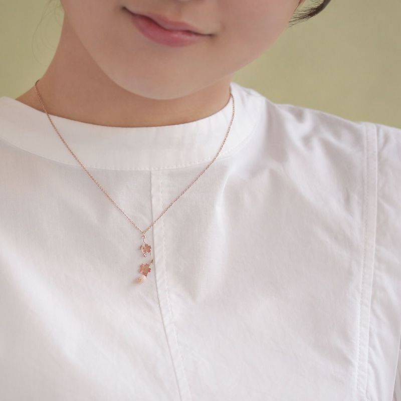 ネックレス ニッケルフリー 桜 天然石 ストーン ペンダントネックレス