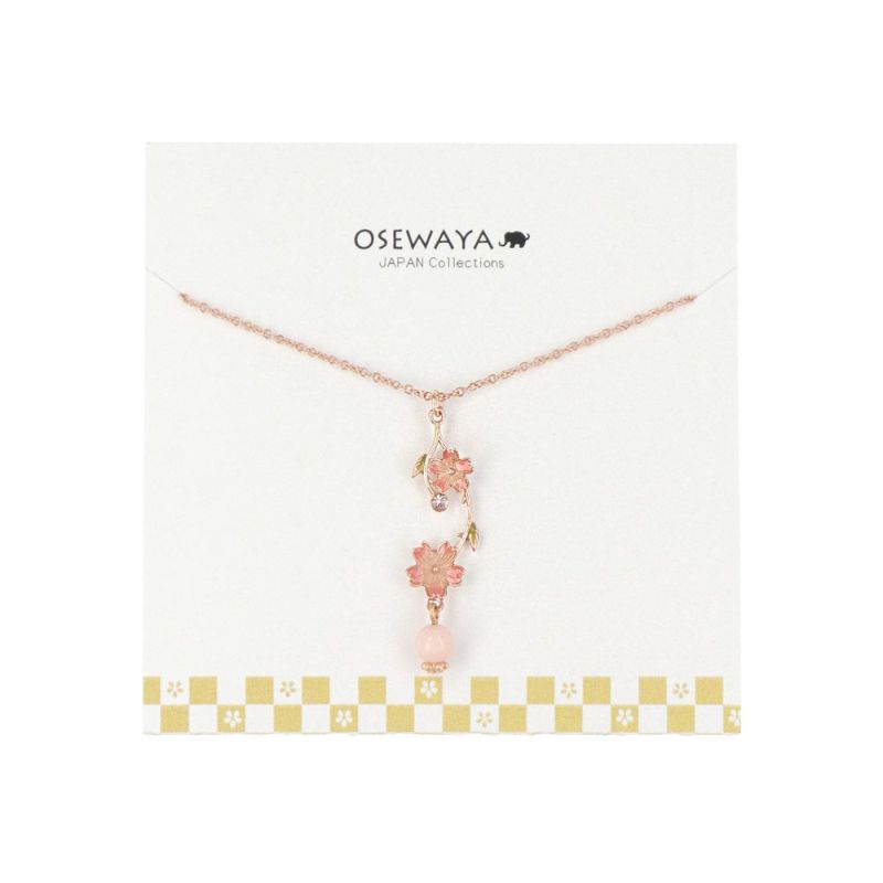 ネックレス ニッケルフリー 桜 天然石 ストーン ペンダントネックレス