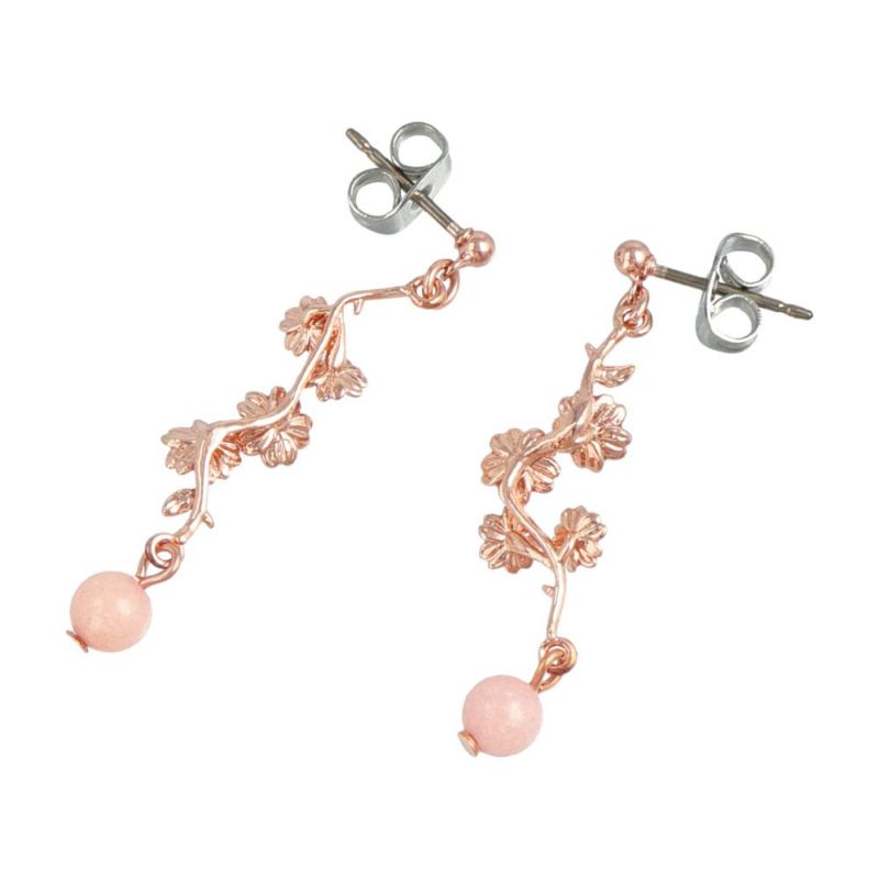 ピアス ニッケルフリー ミニ 桜 天然石 アシンメトリー チタンポスト スタッドピアス