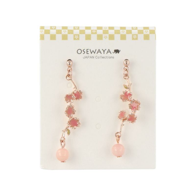 ピアス ニッケルフリー ミニ 桜 天然石 アシンメトリー チタンポスト スタッドピアス
