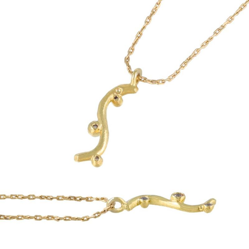 【Finobelle】ヴァイス ネックレス ニッケルフリー スーパーキュービックジルコニア ゴールド厚メッキ トリプル ウェーブ ライン プチペンダントネックレス
