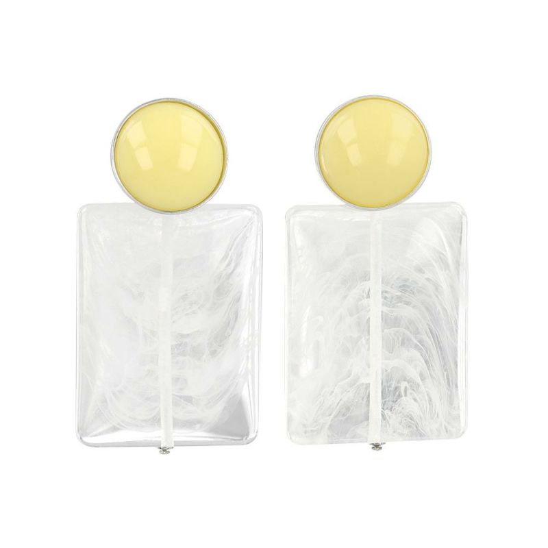 【LIMITED NUMBER】MELLOW スクエア×ドロップ サークルxレクタングル メタル カラー クリア マーブル チタンポスト ドロップピアス ニッケルフリー