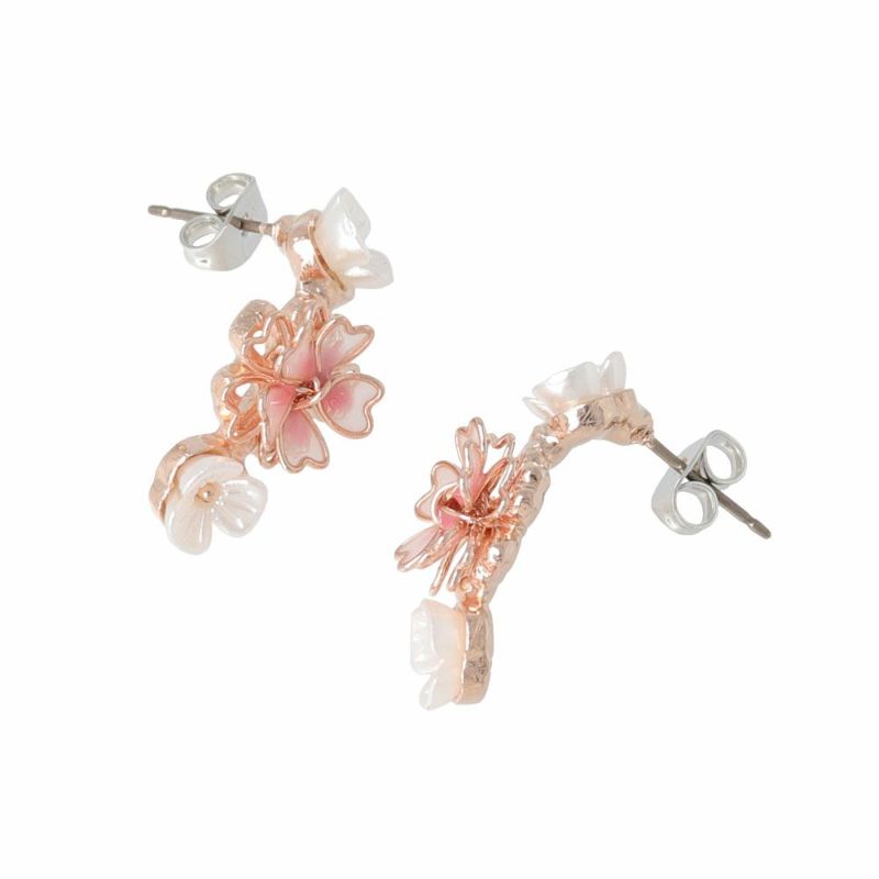 ピアス ニッケルフリー 桜 ワイヤーフラワー カーブ チタンポスト スタッドピアス