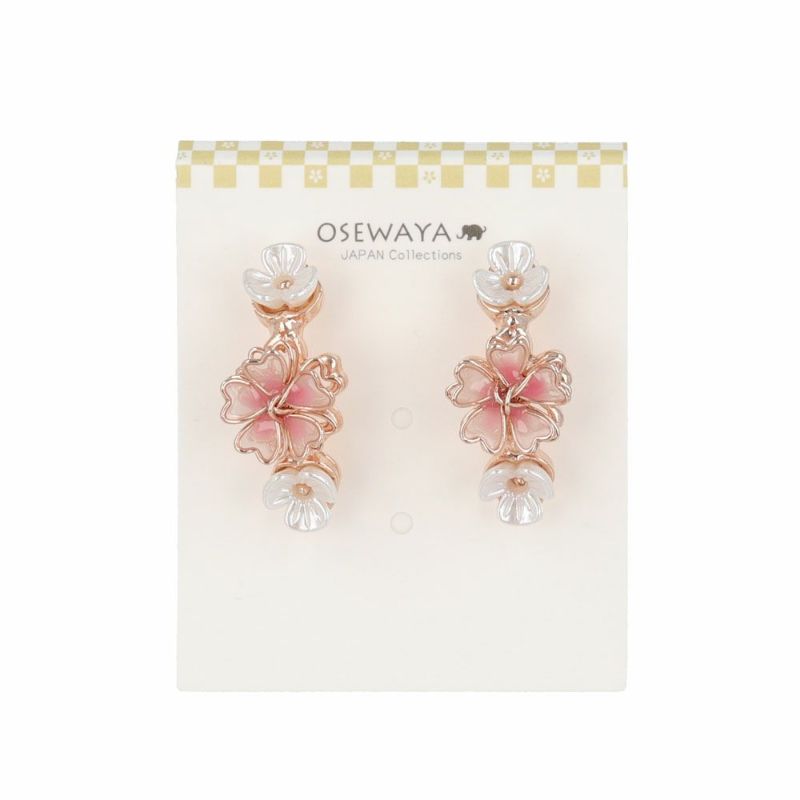 ピアス ニッケルフリー 桜 ワイヤーフラワー カーブ チタンポスト スタッドピアス