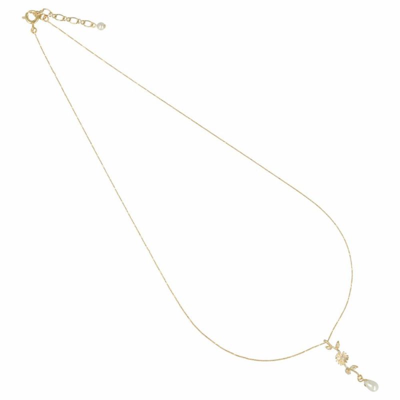 ネックレス ニッケルフリー メタル ミニ マーガレット ドロップ パール プチネックレス