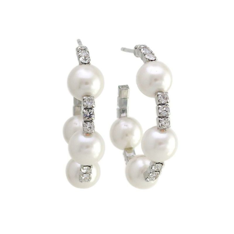 ピアス パール ラインストーン チタンポスト C型 スタッドピアス