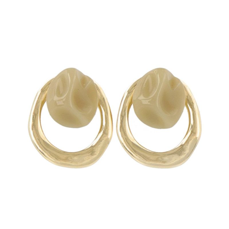 イヤリング ニッケルフリー マーブル テクスチャー メタル ネジバネ式イヤリング