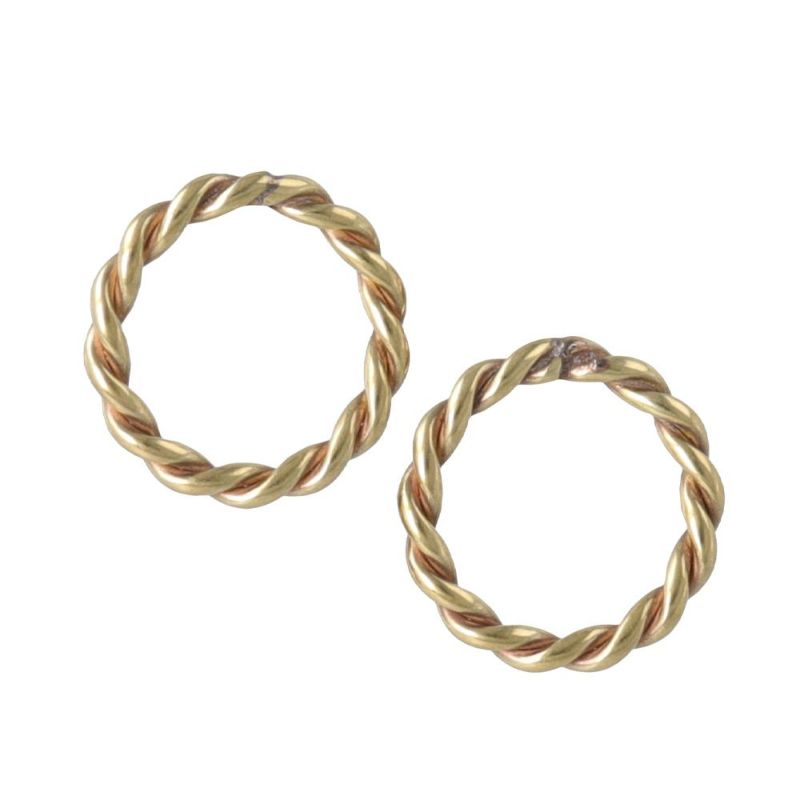ピアス 経年変化 BRASS しんちゅう ツイスト サークル チタンポスト スタッドピアス ニッケルフリー ケース入り