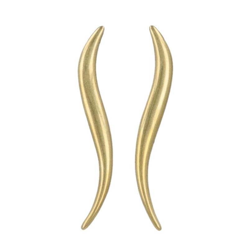ピアス 経年変化 BRASS しんちゅう ウェーブ バー チタンポスト スタッドピアス ニッケルフリー ケース入り
