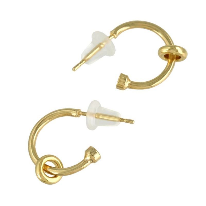 【Finobelle】ヴァイス ピアス ゴールド厚メッキ ミニ リング C型 スタッドピアス