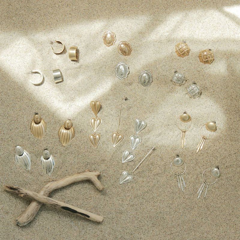 【LIMITED NUMBER】Vintage Like ピアス ニッケルフリー メタル サークル タッセル 2WAY チタンポスト スタッドピアス