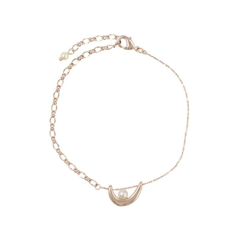 ブレスレット ニッケルフリー ロゼシルバー カーブ パール ハーフ チェーンブレスレット