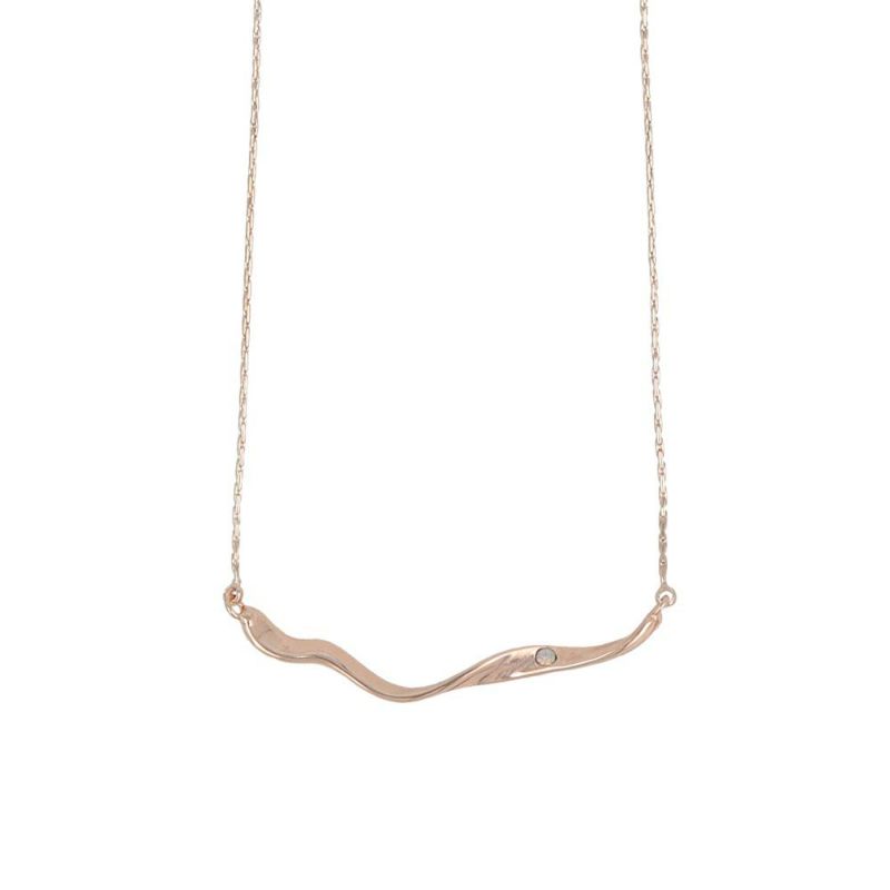 ネックレス ニッケルフリー ロゼシルバー ウェーブ ストーン ショートネックレス