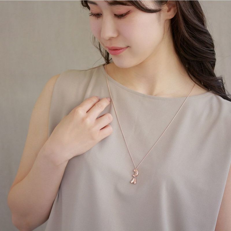ネックレス ニッケルフリー ロゼシルバー カーブ ドロップ スライド Y字 ループタイ ロングネックレス