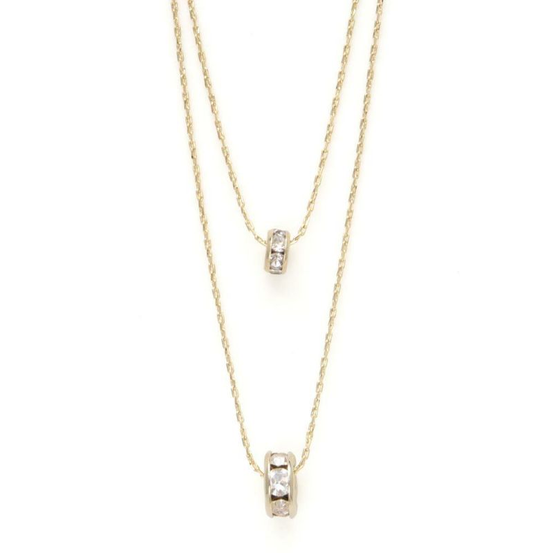 ネックレス ニッケルフリー ストーン メタル リング 2連 プチネックレス
