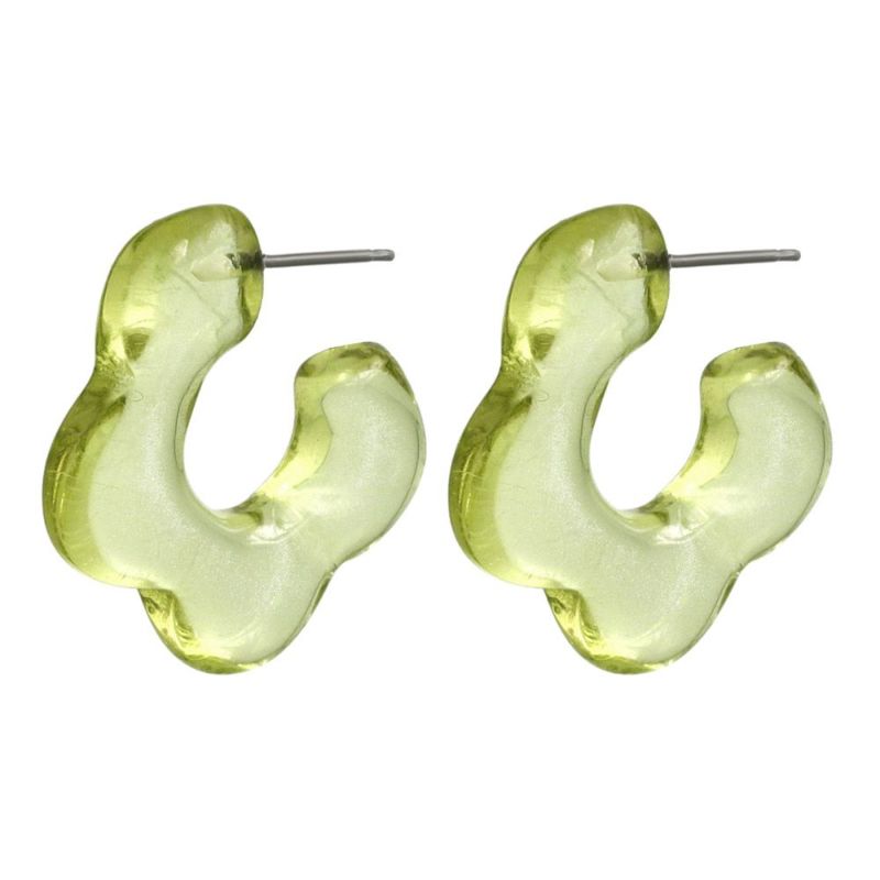 ピアス クリア カラー フラワー チタンポスト C型 スタッドピアス