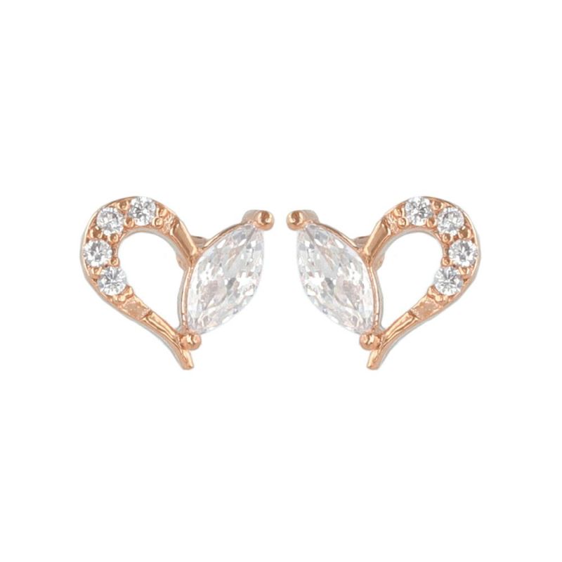 ピアス ニッケルフリー メタル キュービックジルコニア ミニ ハート ハーフ チタンポスト スタッドピアス