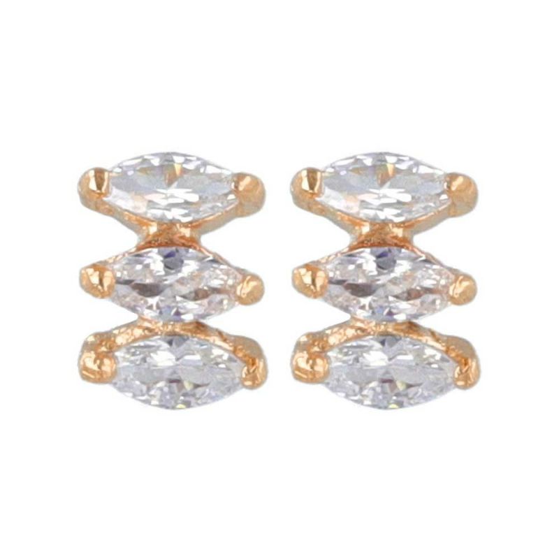 ピアス ニッケルフリー ミニ ビジュー トリプル チタンポスト スタッドピアス