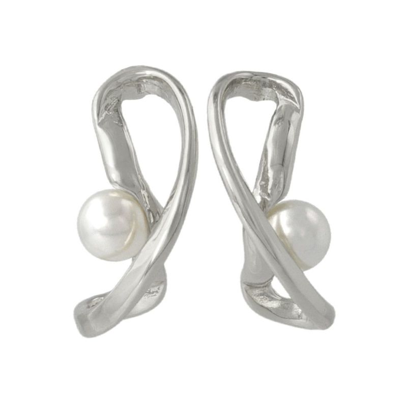 ピアス R/アール クロッシング メタル パール チタンポスト スタッドピアス