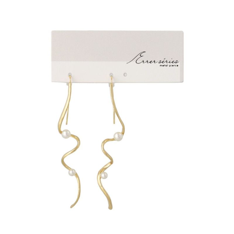 ピアス R/アール スパイラル メタル パール フックピアス