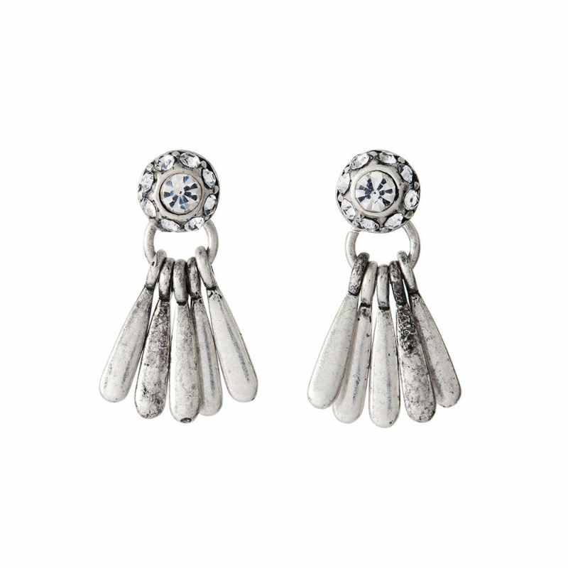 【LIMITED NUMBER】Vintage Like ピアス ニッケルフリー メタル ミニ フリンジ ストーン チタンポスト スタッドピアス