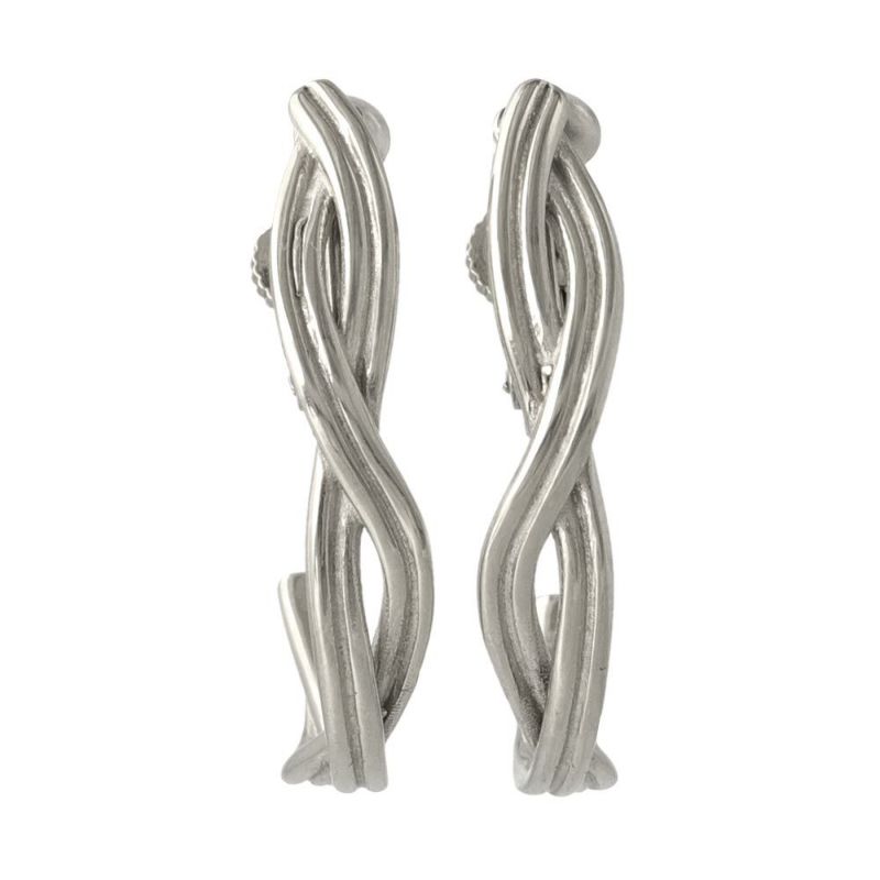 【Finobelle】Stainless Luxe イヤリング クロス ネジバネ式イヤリング