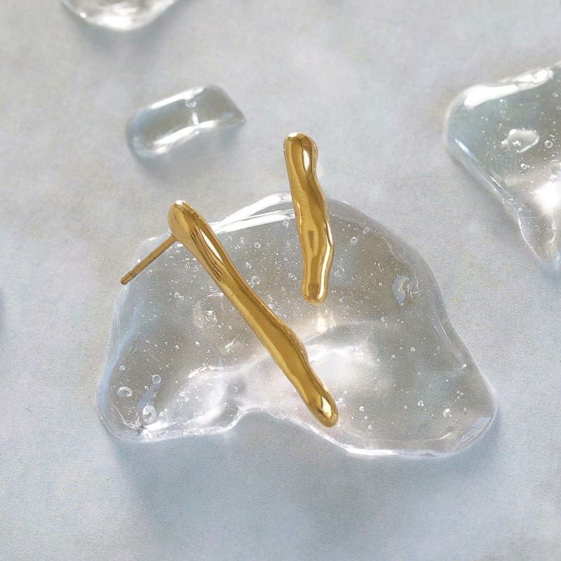 【Finobelle】Stainless Luxe ピアス ソフト ライン サージカルステンレスポスト スタッドピアス