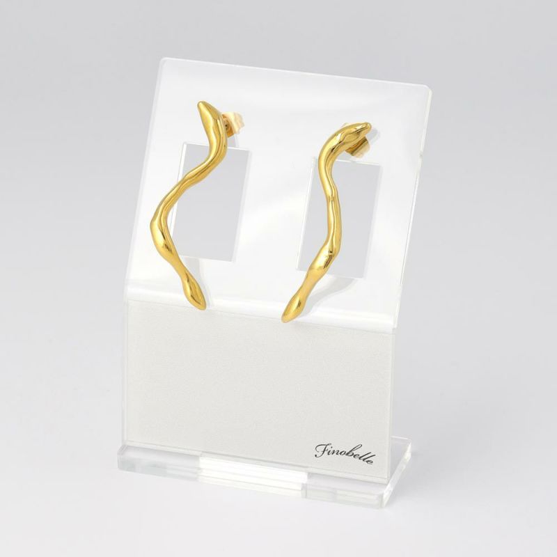 【Finobelle】Stainless Luxe ピアス ウェーブ サージカルステンレスポスト スタッドピアス
