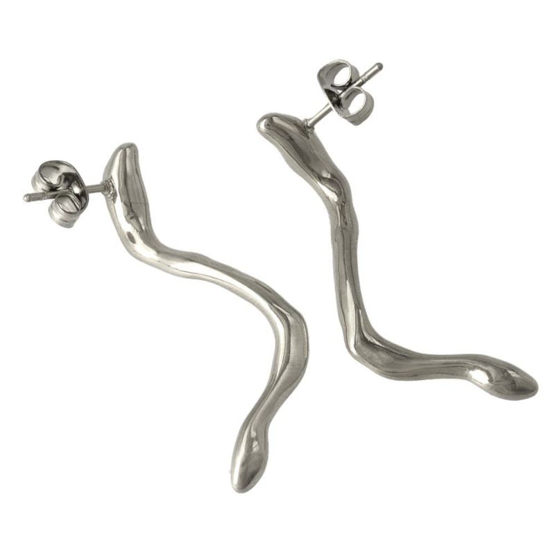 【Finobelle】Stainless Luxe ピアス ウェーブ サージカルステンレスポスト スタッドピアス