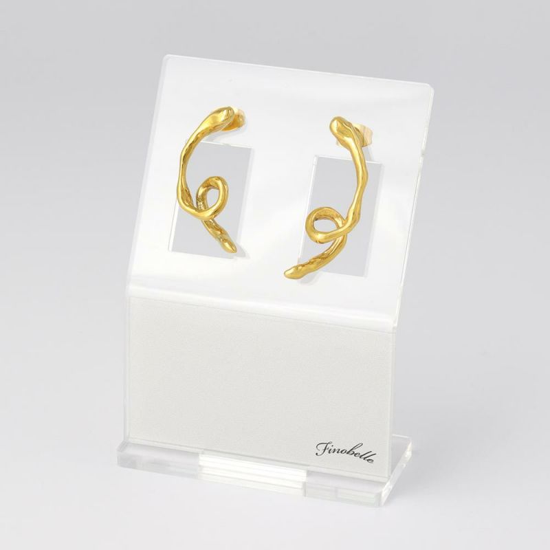 【Finobelle】Stainless Luxe ピアス カーブ ロール サージカルステンレスポスト スタッドピアス