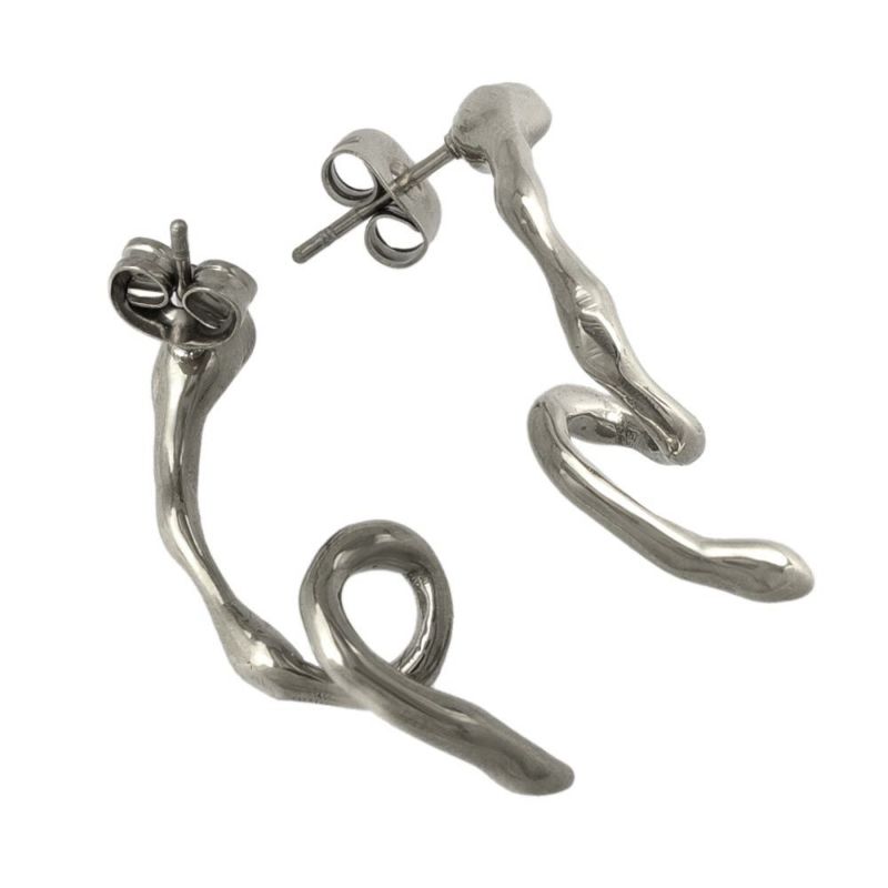 【Finobelle】Stainless Luxe ピアス カーブ ロール サージカルステンレスポスト スタッドピアス
