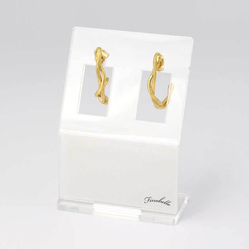 【Finobelle】Stainless Luxe ピアス クロス カーブ サージカルステンレスポスト スタッドピアス