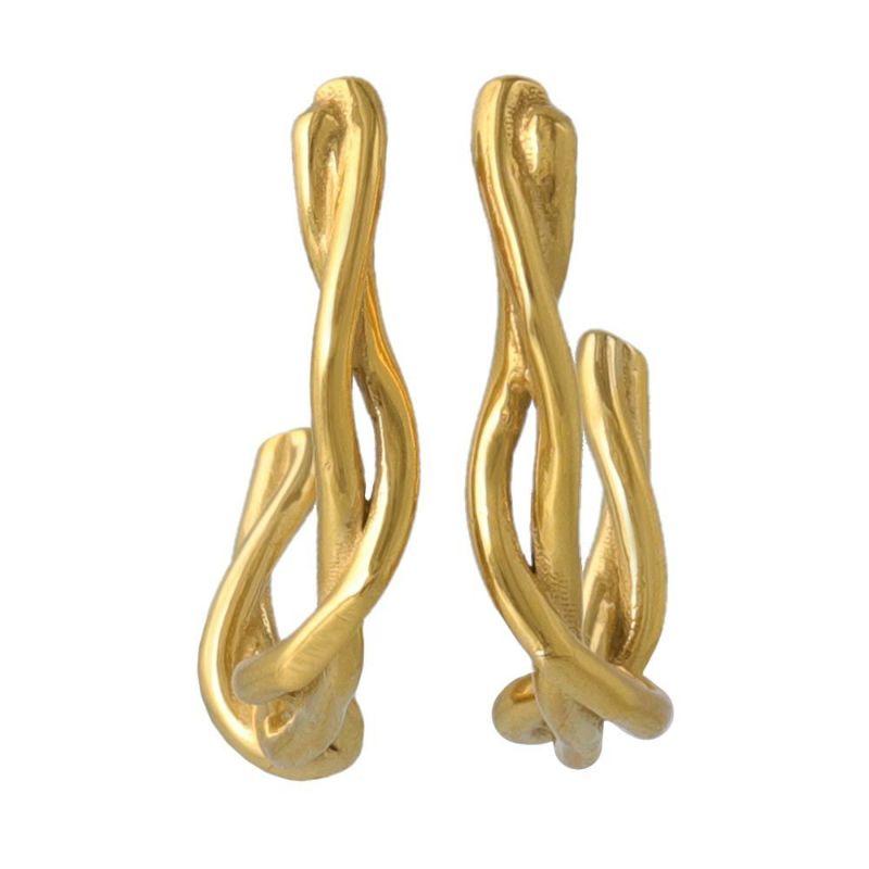【Finobelle】Stainless Luxe ピアス クロス カーブ サージカルステンレスポスト スタッドピアス