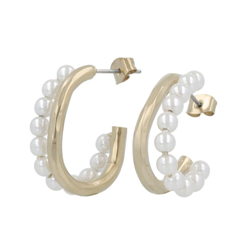 ピアス sable gold サブルゴールド カーブ パール サイド ステンレスポスト C型 スタッドピアス