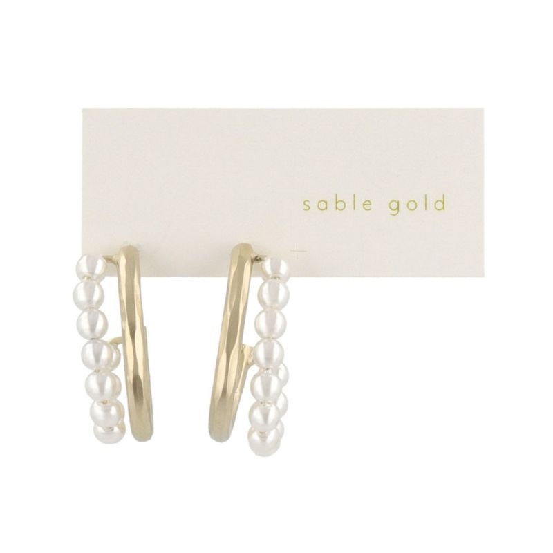 ピアス sable gold サブルゴールド カーブ パール サイド ステンレスポスト C型 スタッドピアス