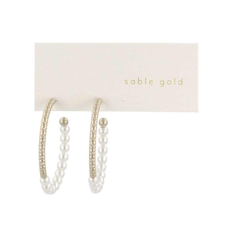 ピアス sable gold サブルゴールド ハーフ パール アンダー ステンレスポスト C型 スタッドピアス