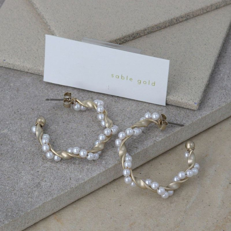 ピアス sable gold サブルゴールド パール ツイスト ステンレスポスト C型 スタッドピアス