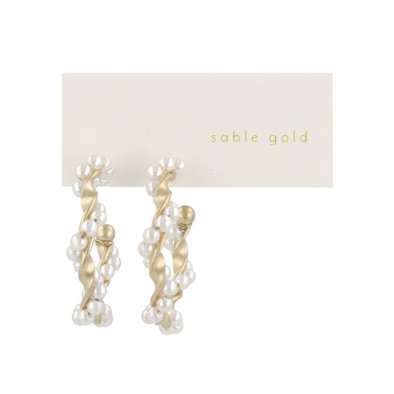 ピアス sable gold サブルゴールド パール ツイスト ステンレスポスト C型 スタッドピアス