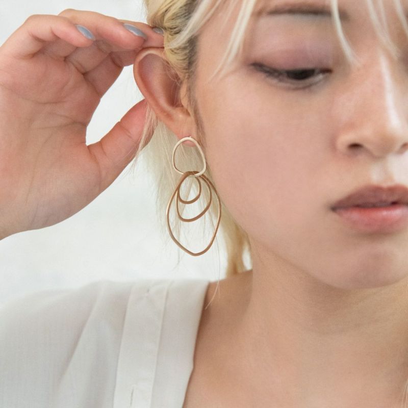 ピアス ニッケルフリー sable gold サブルゴールド レイヤード リング ステンレスポスト ドロップピアス