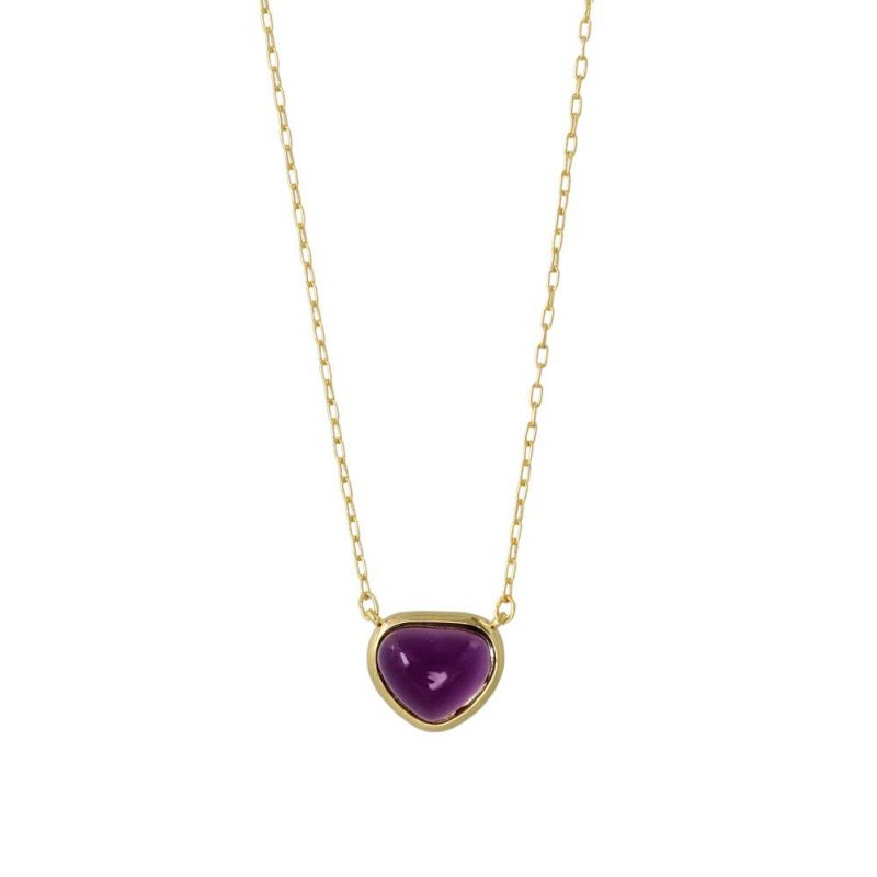 【Finobelle】Crystallia/Dark Color ネックレス ニッケルフリー ゴールド厚メッキ ガラス トライアングル パープル プチペンダント
