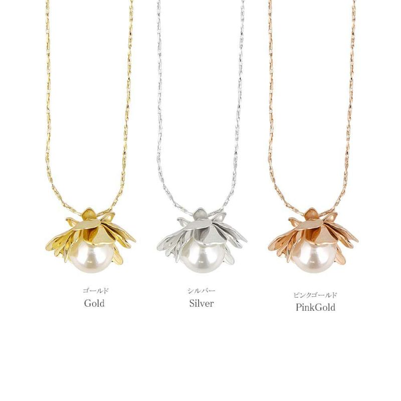 Classy GARDEN ネックレス ニッケルフリー フラワー メタル ボリューム パール ペンダントネックレス
